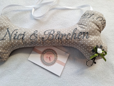 Preview: ♥ Ringkissen Knochen Punkte Wunschname Stickerei Hochzeit Hochzeitsknochen Just Married I Do